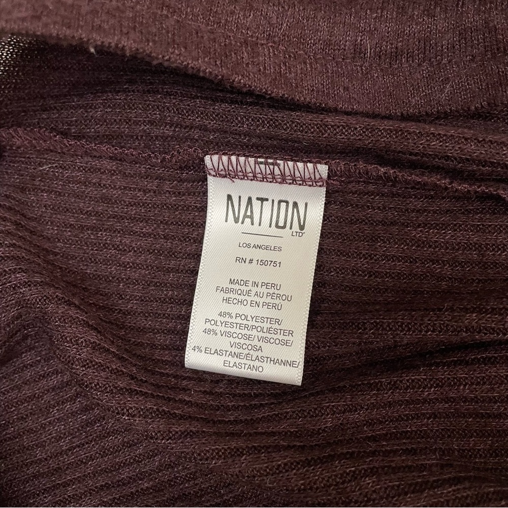 Nation LTD Wide Leg Ribbed Knit Lounge Pants Maroon Medium - Picture 9 of 10
